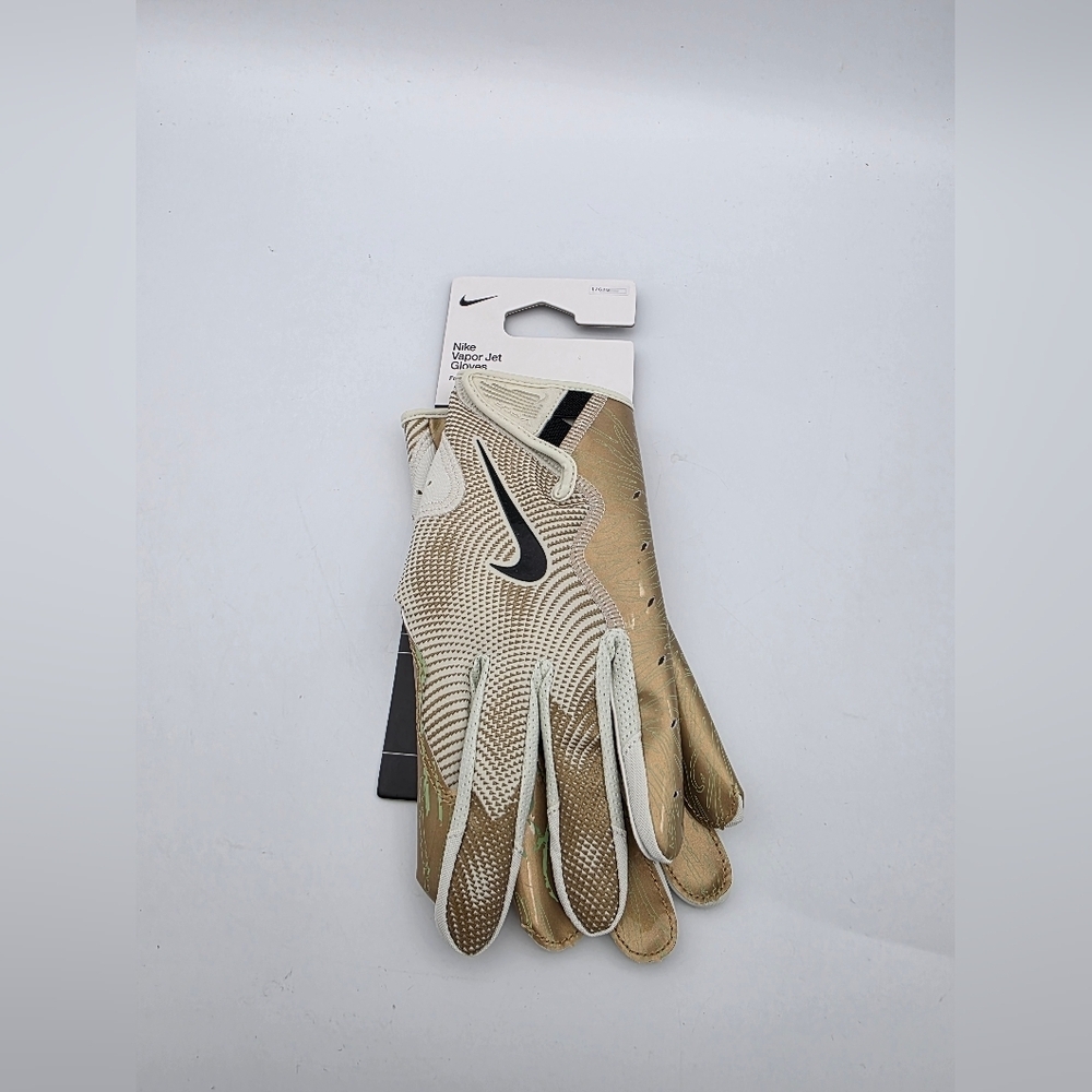 NIKE Vapor Jet 8.0 Energy Football Gloves Gold Green NWT Magnigrip+